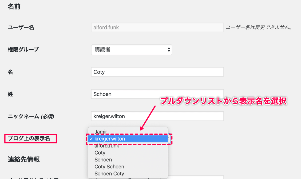 Simple Author Box_9表示名プルダウン