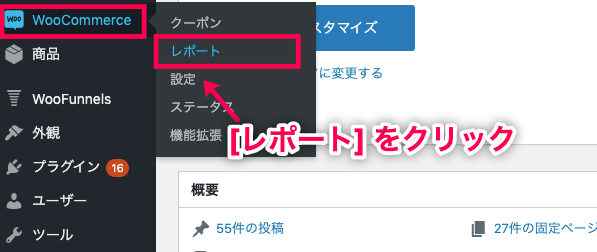 Woofunnel-Reporting_2-1サイドメニュー＞レポート