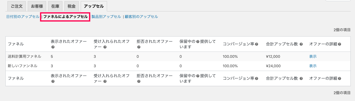 Woofunnel-Reporting_2-3ファネル別