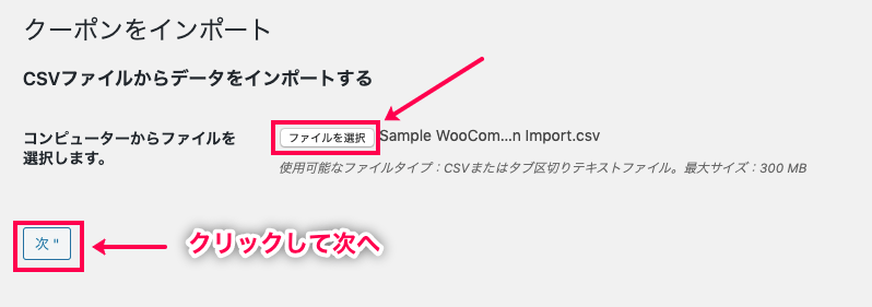 woocommerce-customer-order-csv-import_サイド＞SCVインポートスイート＞インポートタブ＞クーポンのインポート＞クーポン③