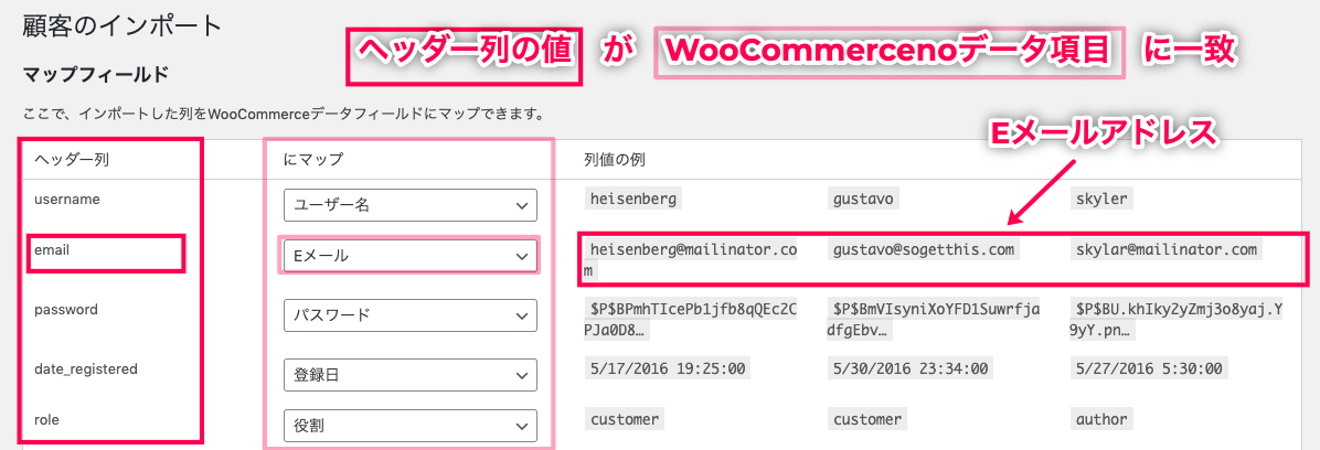 woocommerce-customer-order-csv-import_サイド＞SCVインポートスイート＞インポートタブ＞顧客のインポート⑧
