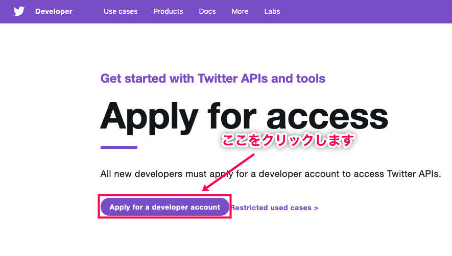 AnyComment 日本語化パッチ Apply for a developer accountをクリック