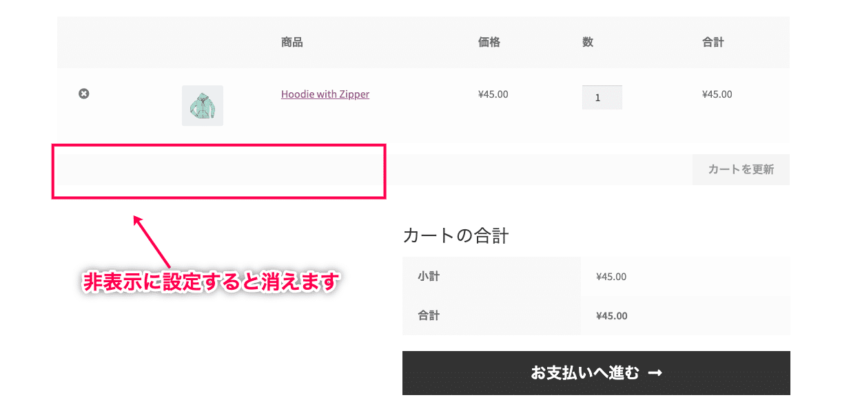 URLクーポン適用 for WooCommerce 非表示の設定後