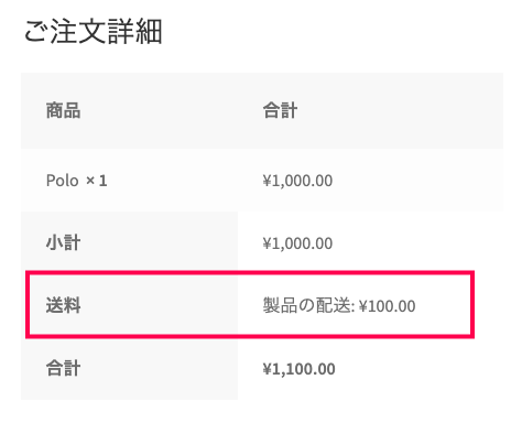 商品ごとの配送料設定 for WooCommerce 商品ごとの配送料の設定例